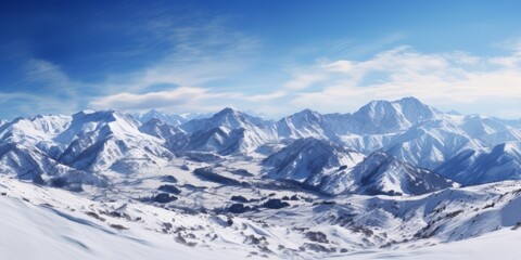 Fototapeta na wymiar snow-capped mountain peaks Generative AI