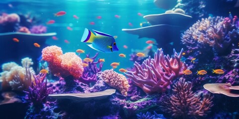 Obraz na płótnie Canvas underwater world fish corals Generative AI