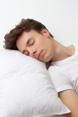 Obraz na płótnie Canvas man sleeping peacefully in bed Generative AI