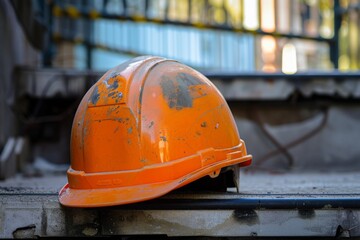 orange builder helmet. building and construction pattern