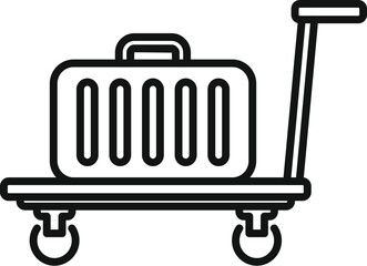 Bag on trolley platform icon outline vector. Move help. Service security