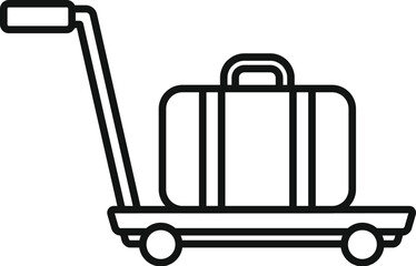 Support move luggage trolley icon outline vector. Security platform. Wheel cart