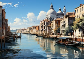 view of Grand Canal in Venice, Italy - obrazy, fototapety, plakaty