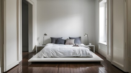 Fototapeta na wymiar minimalist interior design of a bedroom
