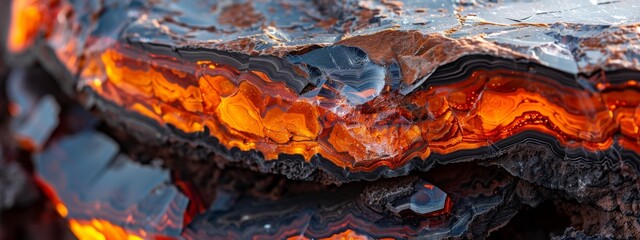 Inferno Essence: A Fiery Core Embedded in a Petrified Stone, Capturing Nature's Contrasts