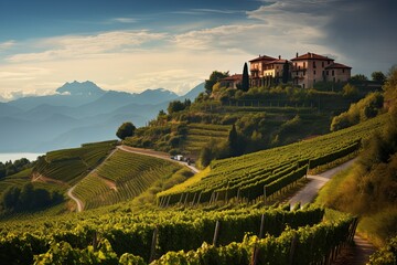 Obraz premium Scenic vineyard in Italy at summer day