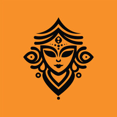 Creative hindu goddess durga face illustration. Happy Navratri, Durga Puja. Logotype icon goddess.