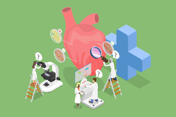 3D Isometric Flat Vector Illustration of Bowel Microorganism Detection And Research, Medicine and Healthcare