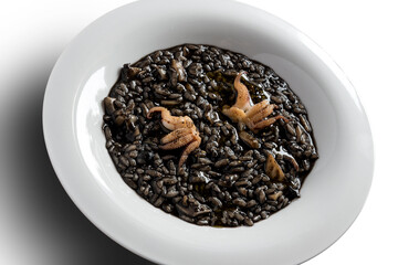 Dish of risotto with squid ink
