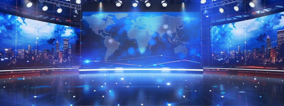 TV oder cable news network live studio set (Generative AI)
