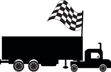 truck vector art  with esp file transport truck and  flag  - obrazy, fototapety, plakaty