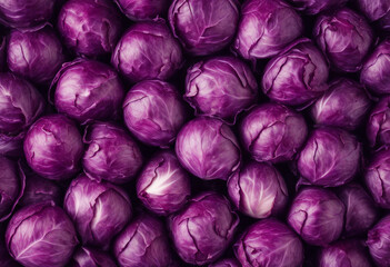 Fresh red cabbage texture background top view natural purple background - Powered by Adobe