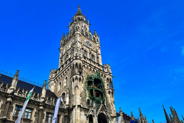 New Town Hall at Marienplatz Square in Munich, Bavaria, Germany Munich's central square.