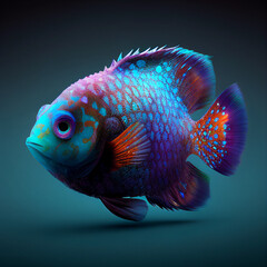 Close up of a cute fish cartoon character generative ai