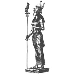 Obraz premium Pharaoh Female the egypt Mythical Creature image using Old engraving style