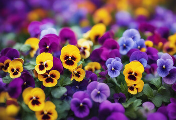 Colors of rainbow Violet flowers floral field