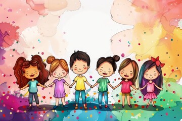 A friendship day background with kids.