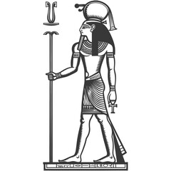single ancient egypt hieroglyph one symbol image using Old engraving style