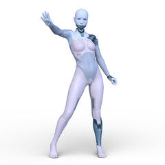 女性サイボーグ　3DCGレンダリング