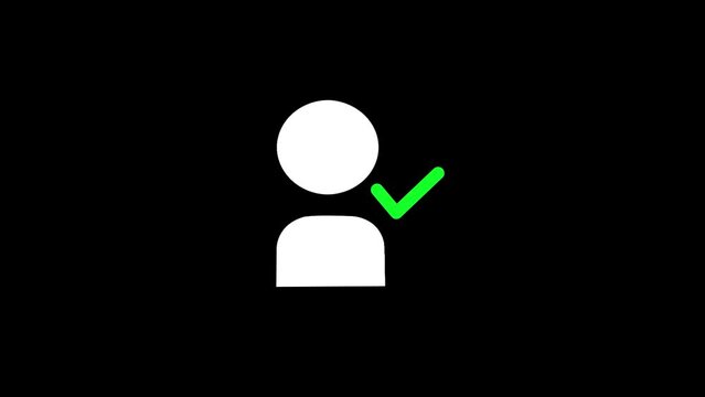 Verified User Icon: Check Mark Approval on Black Background