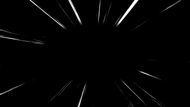 Saturated linework 4K Motion graphics on black background with wide copy space in the center. Cartoon Manga or animation style, ideal for highlighting objects.