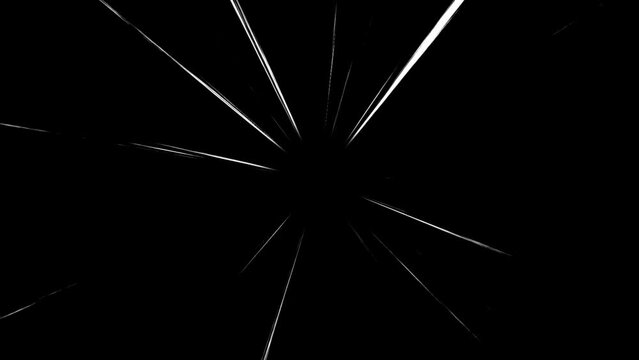 Saturated linework 4K Motion graphics on black background with small copy space in the center. Cartoon Manga or animation style, ideal for highlighting objects.