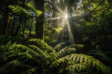 Enchanted Forest: Sunlight Filtering Through the Canopy