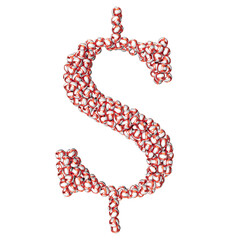 Symbol made of red volleyballs