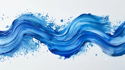 Foto op Plexiglas watercolor strokes of paint in blue set over a clear background. © Osama
