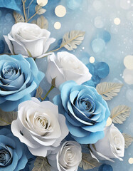 Stunning 3D Rendered Roses, Blue and White Blooms