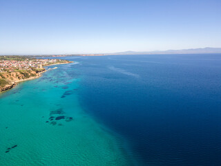 Fototapeta na wymiar Kassandra coastline near town of Nea Fokea, Chalkidiki, Greece