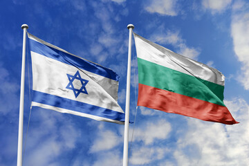 3D illustration, Israel and Bulgaria alliance and meeting, cooperation of states.