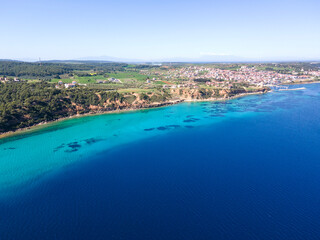 Kassandra coastline near town of Nea Fokea, Chalkidiki, Greece