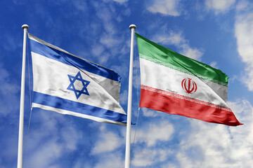 3D illustration, Israel and Iran alliance and meeting, cooperation of states.