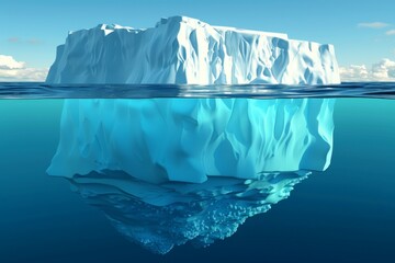 A large iceberg is floating in the ocean. Business concept - obrazy, fototapety, plakaty