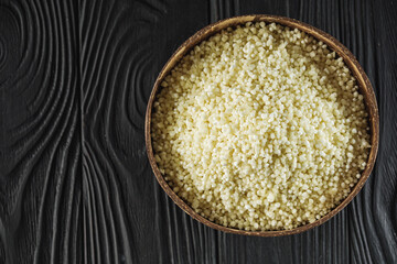 Indian sago starch cereal on a rustic background