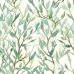 Elegant Watercolor Eucalyptus Branches Seamless Pattern for Design
