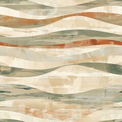 Abstract Earth Tone Landscape Painting with Textured Stripes