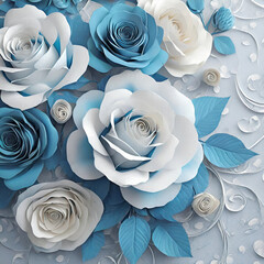 Blue and White Roses with Ample Design Space for Your Next Project. Mother's Day, Anniversary, Valentine's Day, Birthday, Nursery and more