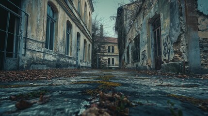 Image of crumbling abandoned ruined street.