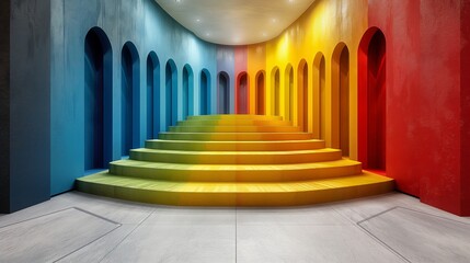 colorful corridor of the church