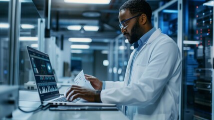Fototapeta premium Expert Network Engineer Configuring Servers in Data Center