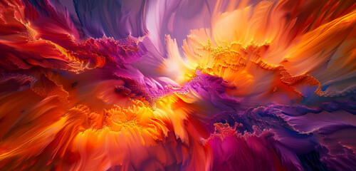Abstract bursts of color adorn a vibrant 3D realm