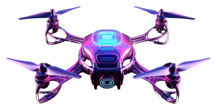 PNG  Neon drone wireframe light aircraft vehicle.