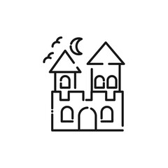 Ghost Castle Palace Line Icon - Halloween Elements Icon Vector Illustration.