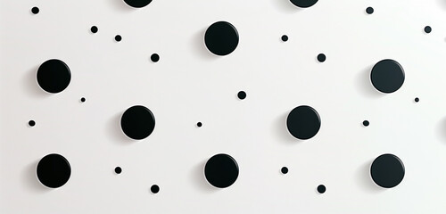 Close-up shot of a seamless polka dot pattern vector illustration with classic black dots - obrazy, fototapety, plakaty