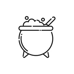 Cauldron Line Icon - Halloween Elements Icon Vector Illustration.
