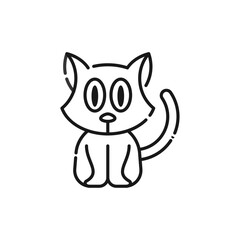 Cat Line Icon - Halloween Elements Icon Vector Illustration.