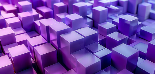 Ethereal 3D Abstract Interlocking Cubes in Shades of Violet and Lavender