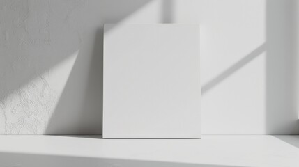 Fototapeta premium A large white canvas in a minimalist room with white walls.